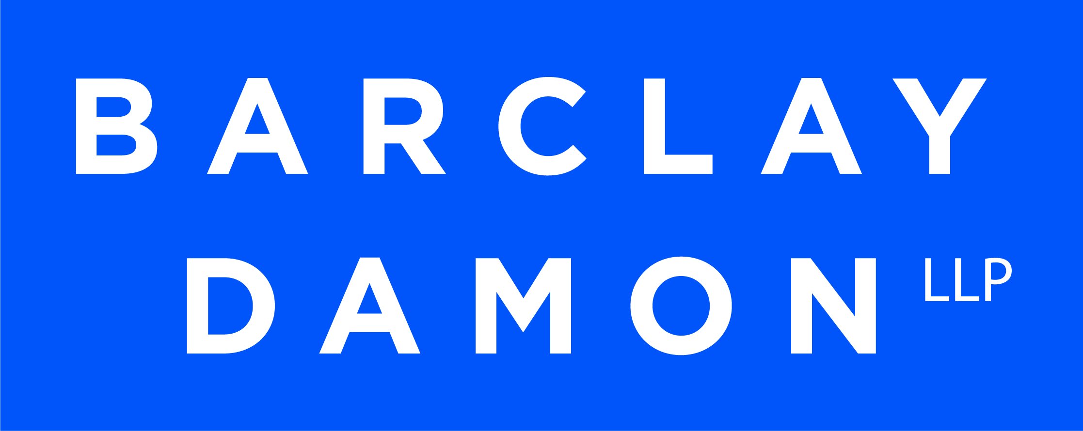 Barclay Damon Stacked Logo white on blue Proctors