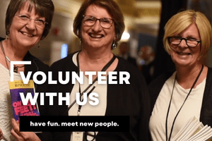 Three Volunteers with Call to Volunteer with Us