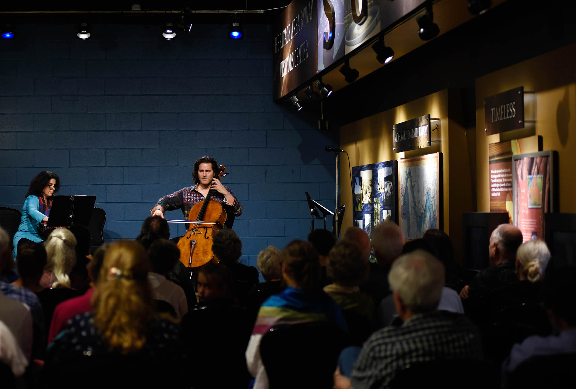 Grammy winning cellist Zuill Bailey plays a free pop-up concert in Robb Alley at Proctors Friday, August 18, 2017. Bailey and faculty from the Bach Cello Suites Workshop ended their day at Proctors after playing fot patients at local hospitals.
